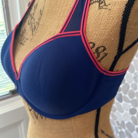 NWOT b’tempt’d blue and pink cross back bra – size 34DD - Picture 3 of 6